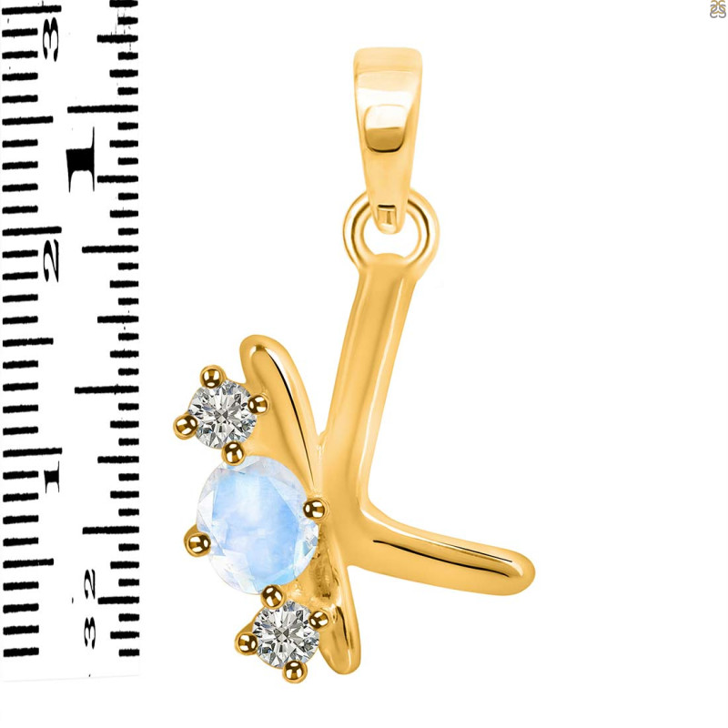 Moonstone & White Topaz Alphabet K Pendant RBM-RDA-63.