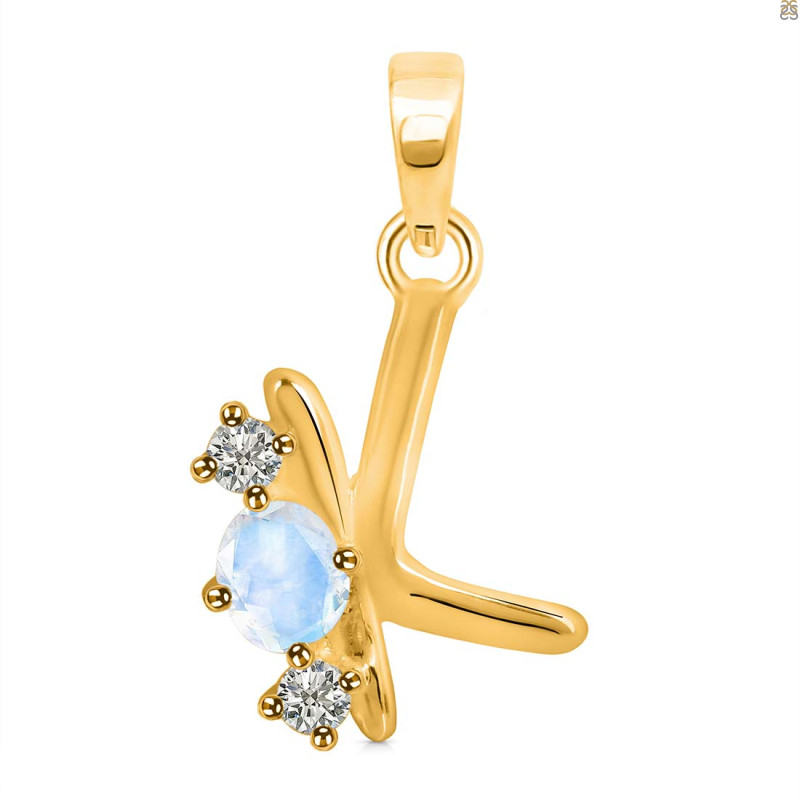 Moonstone & White Topaz Alphabet K Pendant RBM-RDA-63.