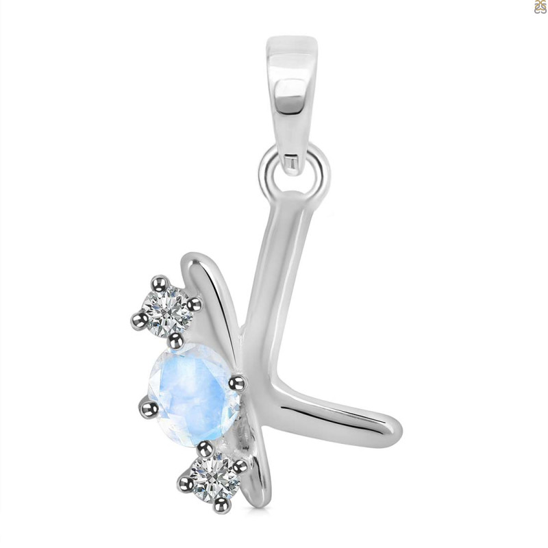 Moonstone & White Topaz Alphabet K Pendant RBM-RDA-63.