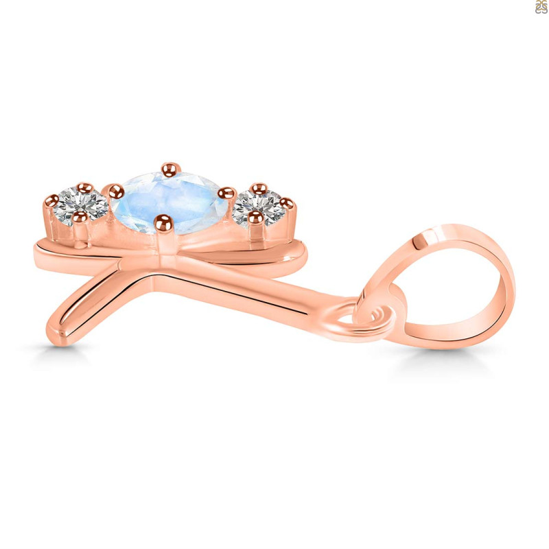Moonstone & White Topaz Alphabet K Pendant RBM-RDA-63.
