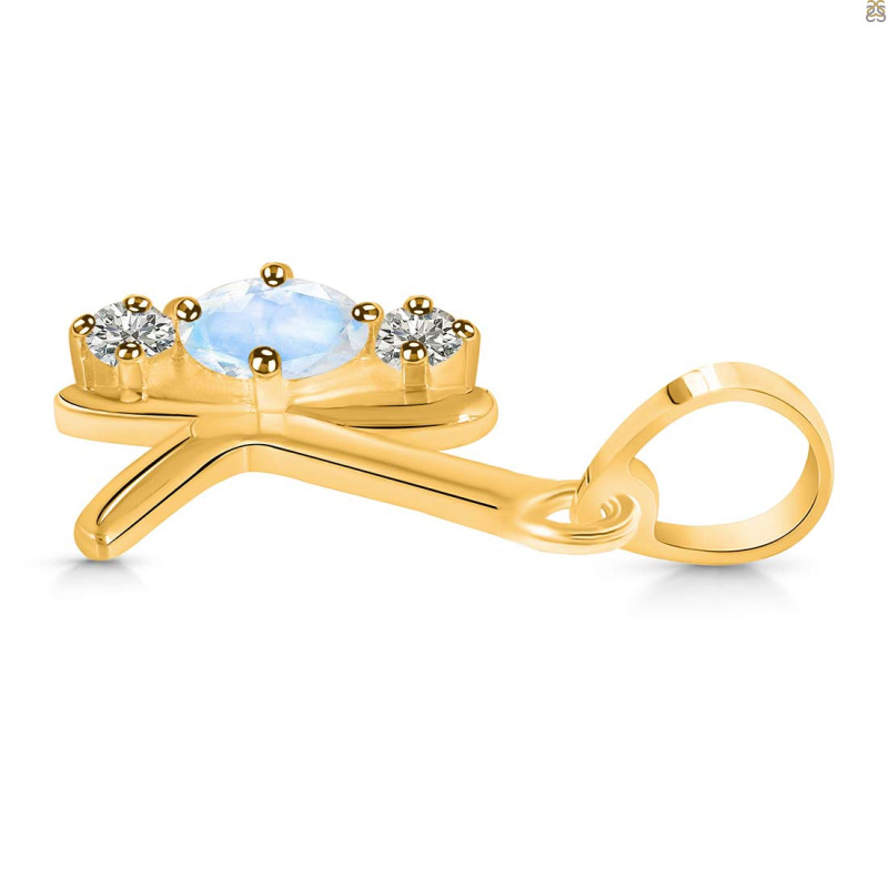 Moonstone & White Topaz Alphabet K Pendant RBM-RDA-63.