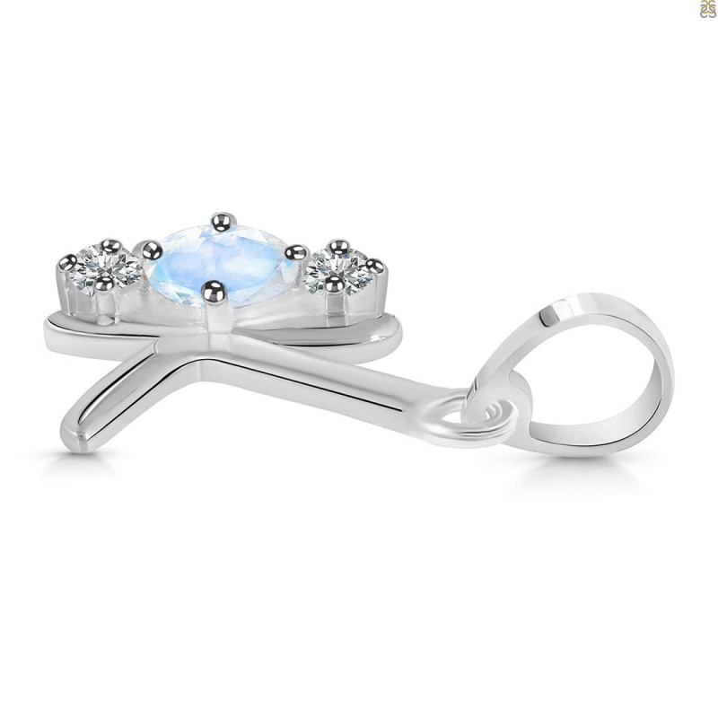 Moonstone & White Topaz Alphabet K Pendant