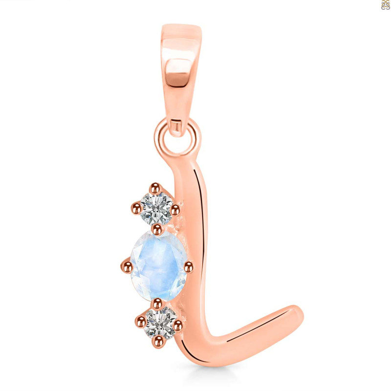 Moonstone & White Topaz Alphabet L Pendant RBM-RDA-64.