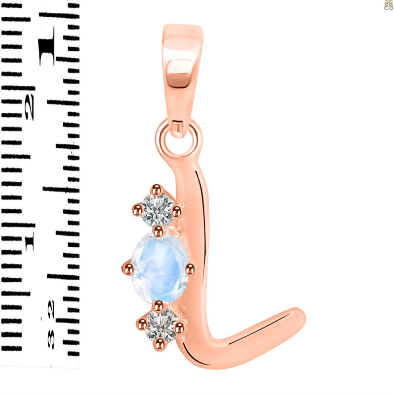 Moonstone & White Topaz Alphabet L Pendant RBM-RDA-64.