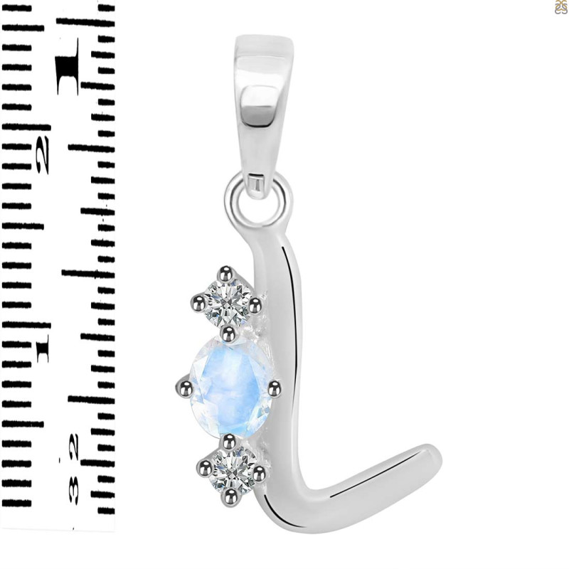 Moonstone & White Topaz Alphabet L Pendant RBM-RDA-64.