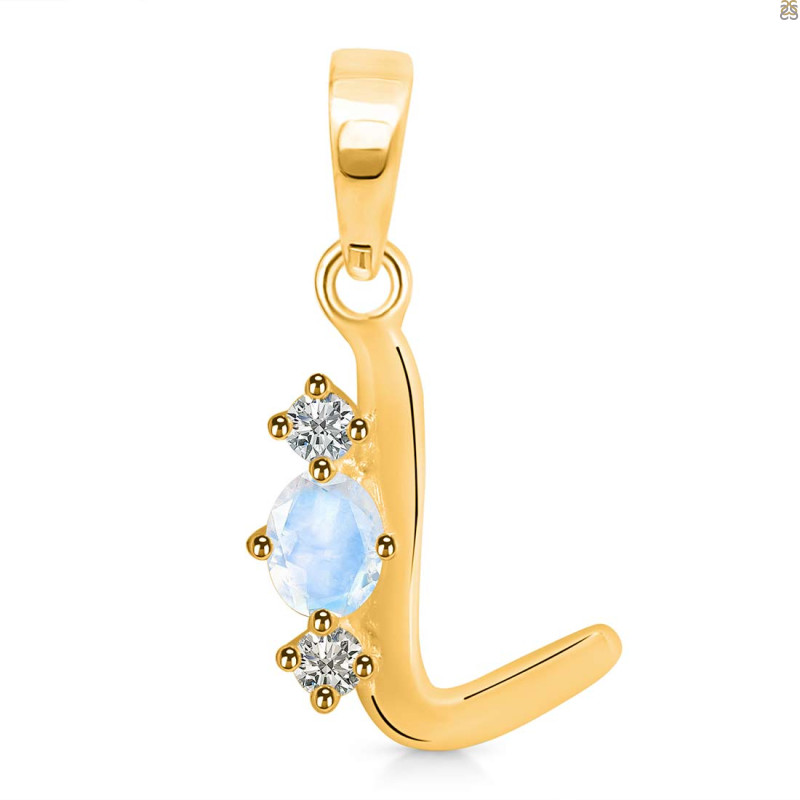 Moonstone & White Topaz Alphabet L Pendant RBM-RDA-64.