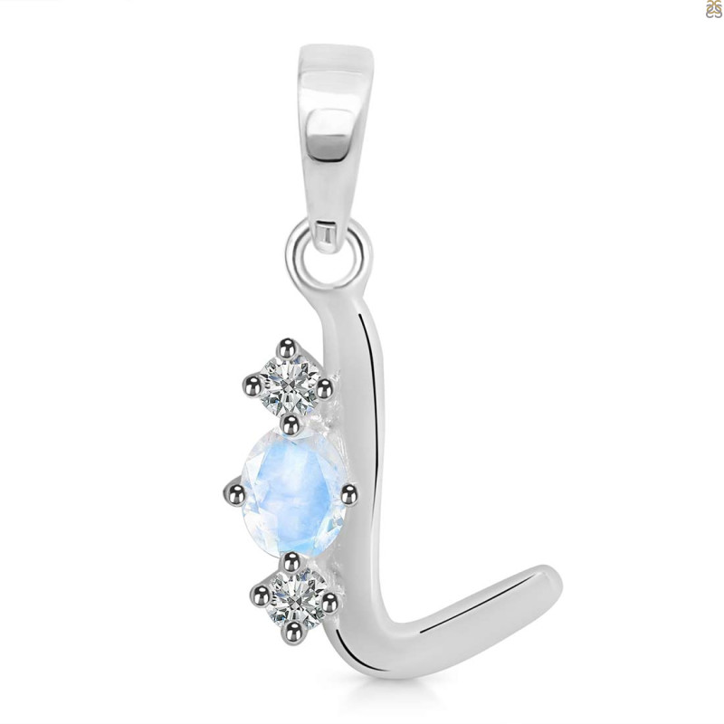 Moonstone & White Topaz Alphabet L Pendant RBM-RDA-64.