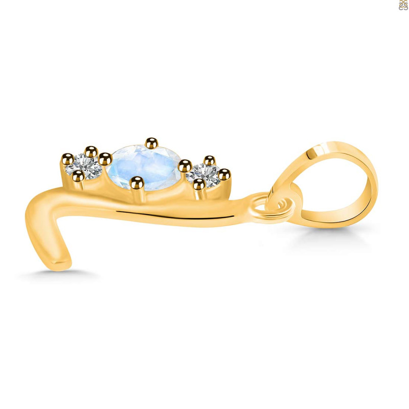 Moonstone & White Topaz Alphabet L Pendant RBM-RDA-64.