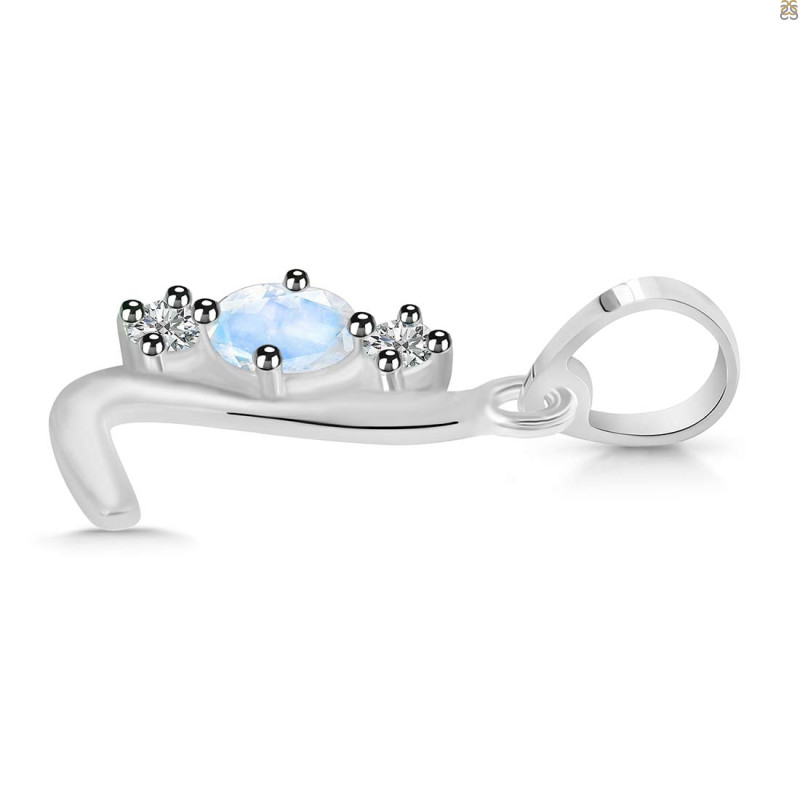 Moonstone & White Topaz Alphabet L Pendant