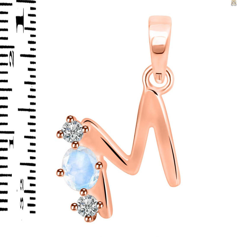 Moonstone & White Topaz Alphabet M Pendant RBM-RDA-65.