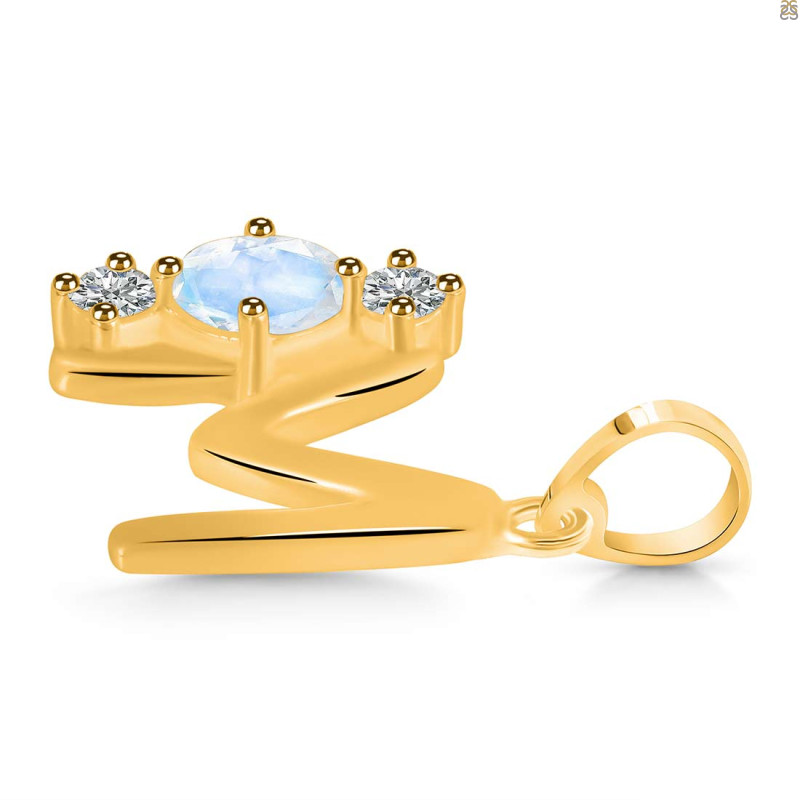 Moonstone & White Topaz Alphabet M Pendant RBM-RDA-65.