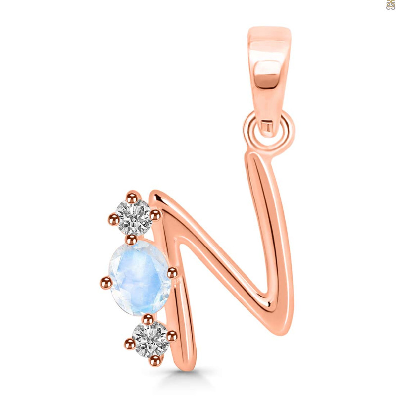 Moonstone & White Topaz Alphabet N Pendant RBM-RDA-66.
