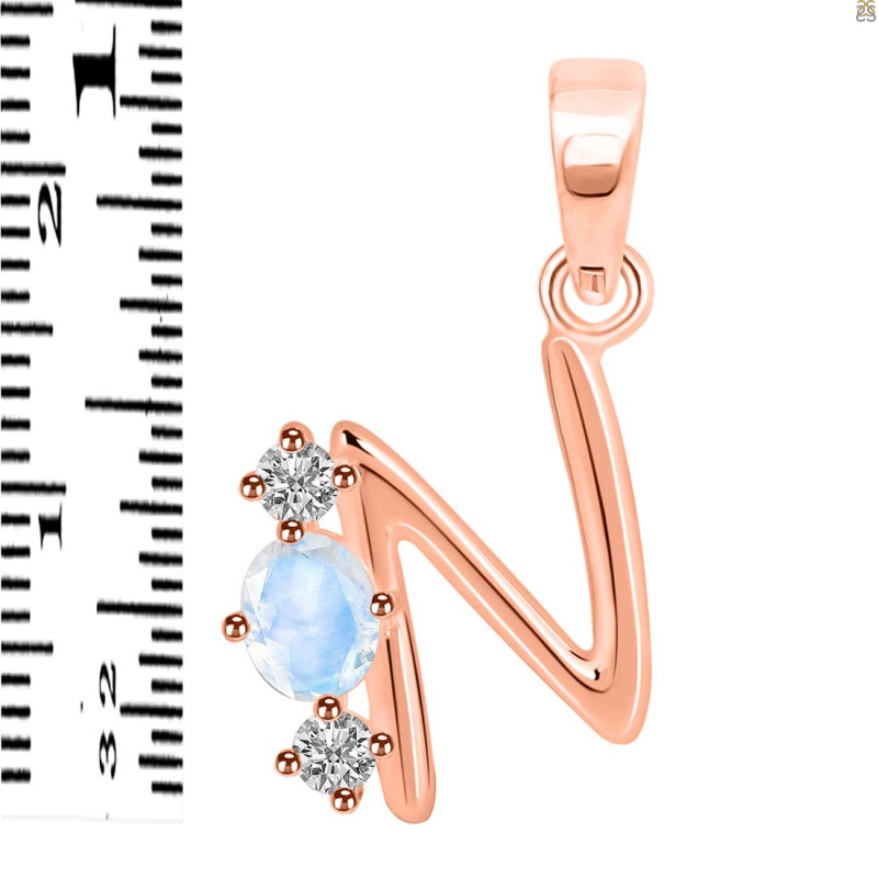Moonstone & White Topaz Alphabet N Pendant RBM-RDA-66.