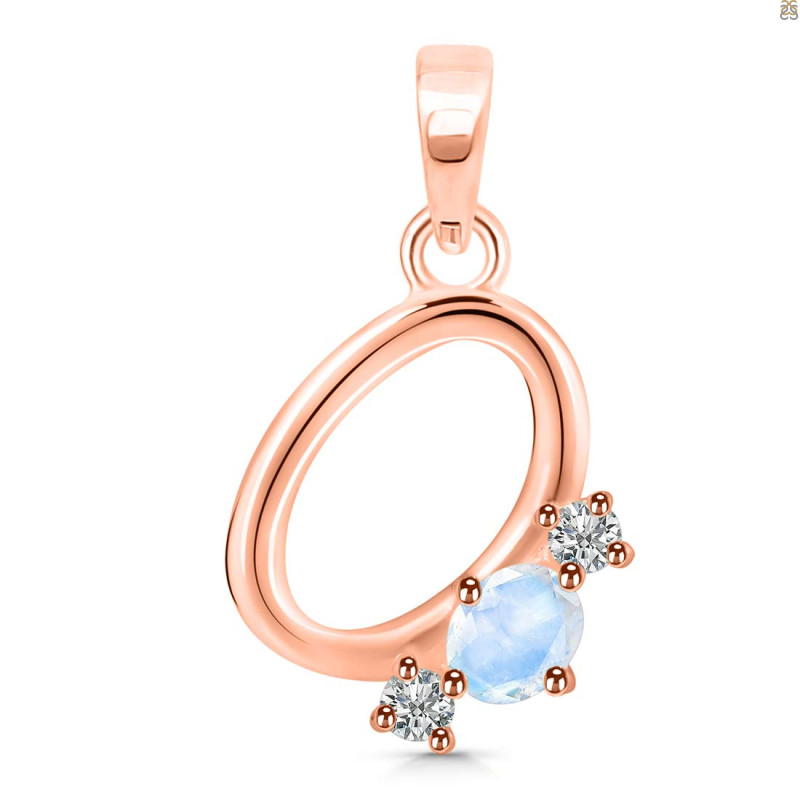 Moonstone & White Topaz Alphabet O Pendant RBM-RDA-67.