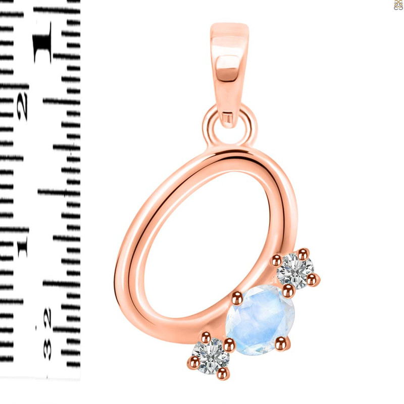 Moonstone & White Topaz Alphabet O Pendant RBM-RDA-67.