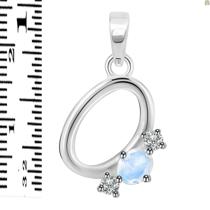 Moonstone & White Topaz Alphabet O Pendant RBM-RDA-67.