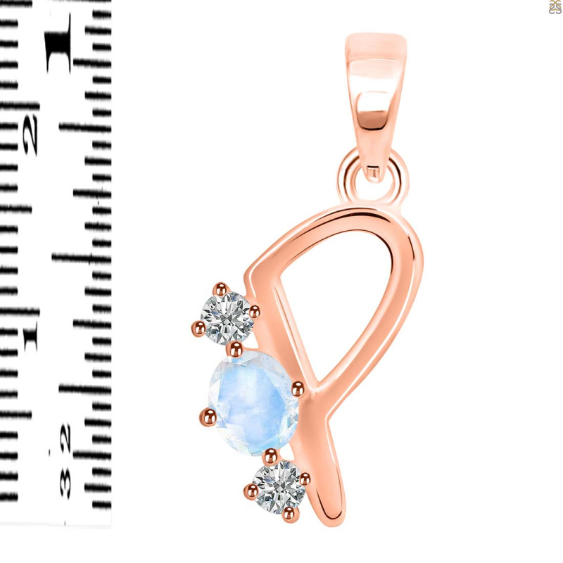 Moonstone & White Topaz Alphabet P Pendant RBM-RDA-68.
