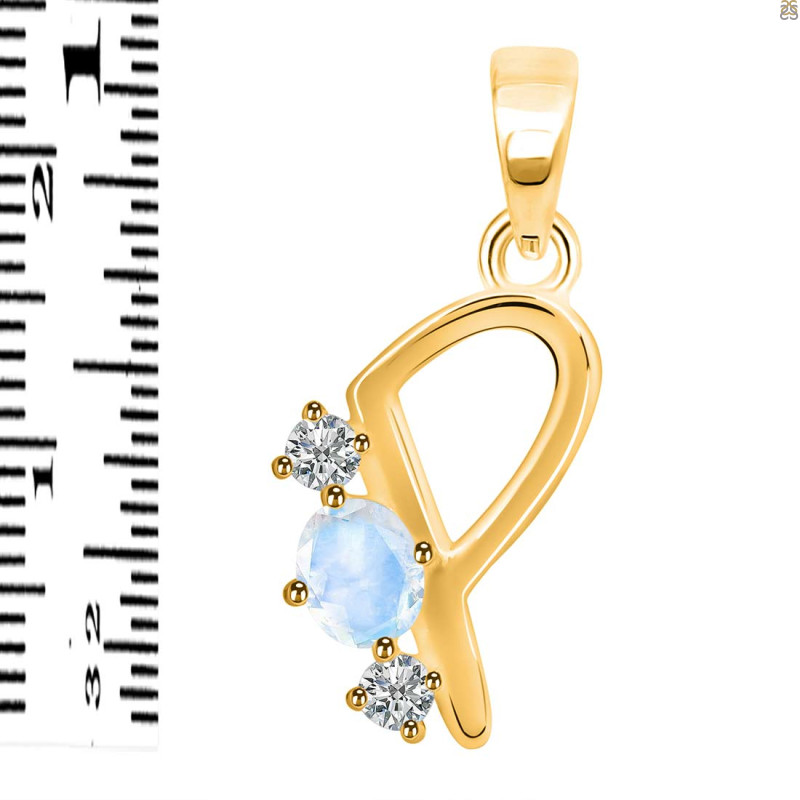 Moonstone & White Topaz Alphabet P Pendant RBM-RDA-68.