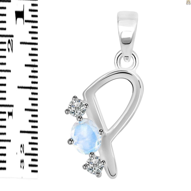Moonstone & White Topaz Alphabet P Pendant RBM-RDA-68.