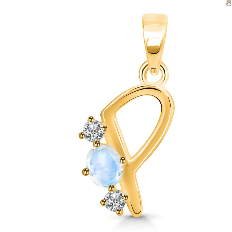 Moonstone & White Topaz Alphabet P Pendant RBM-RDA-68.