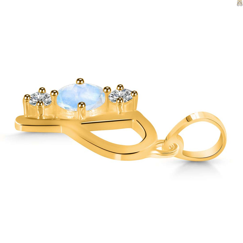 Moonstone & White Topaz Alphabet P Pendant RBM-RDA-68.
