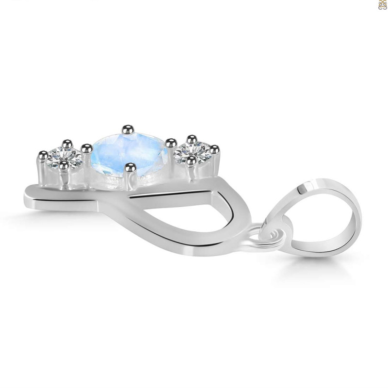 Moonstone & White Topaz Alphabet P Pendant