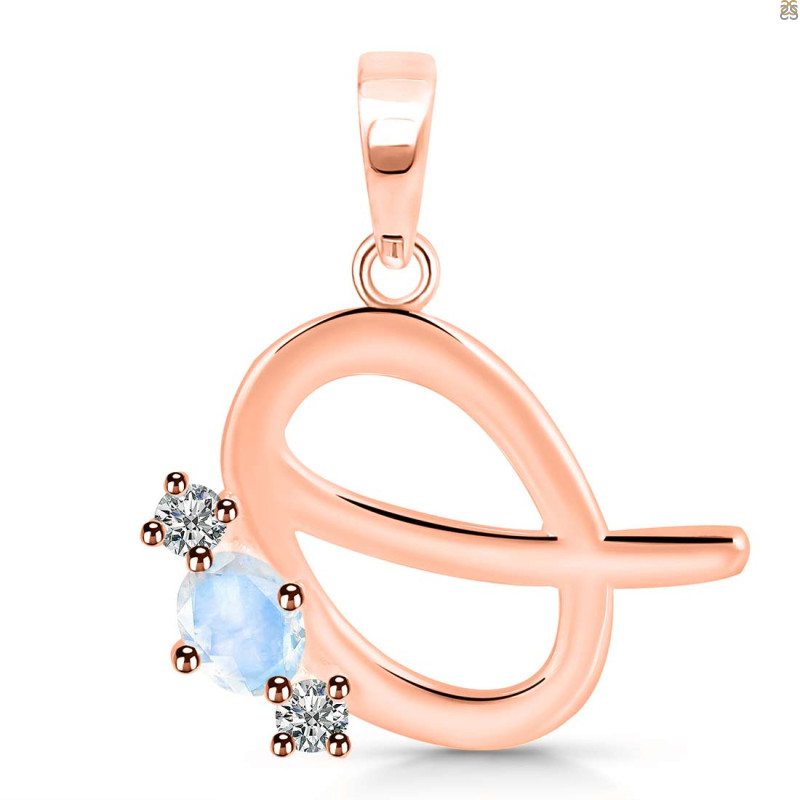 Moonstone & White Topaz Alphabet Q Pendant RBM-RDA-69.