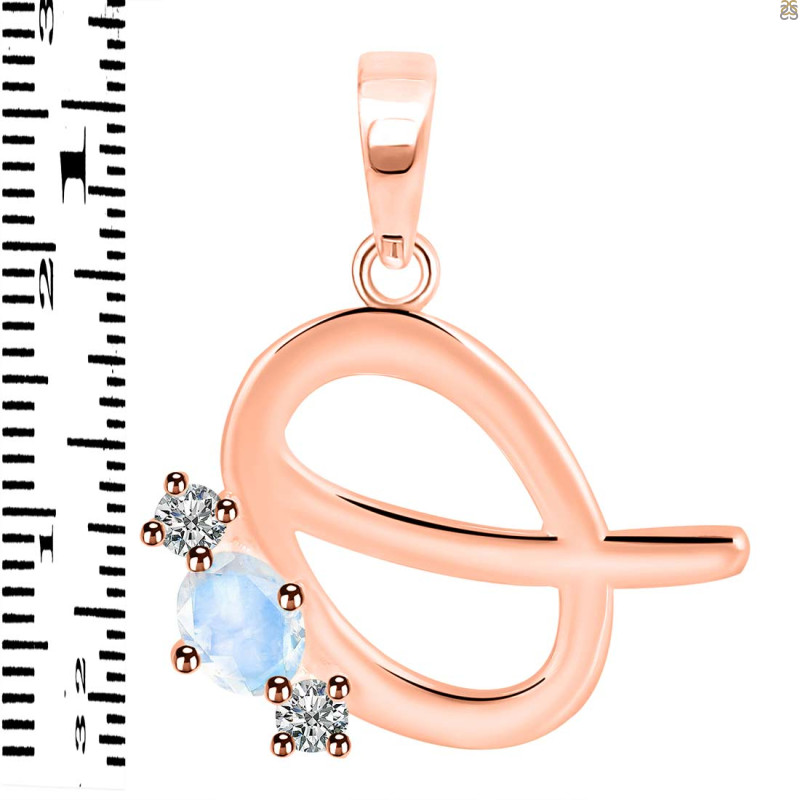 Moonstone & White Topaz Alphabet Q Pendant RBM-RDA-69.
