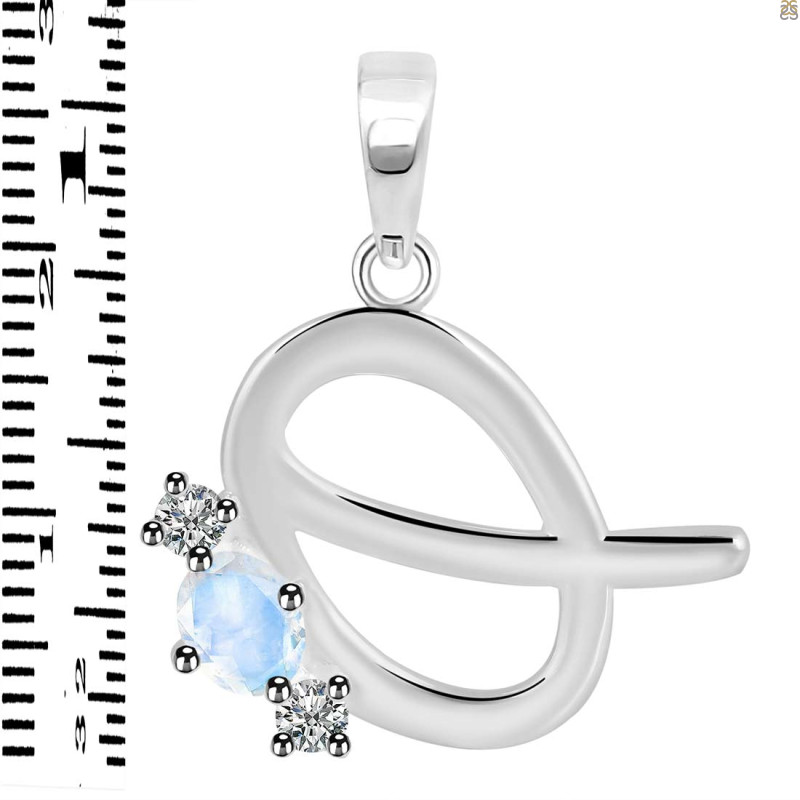 Moonstone & White Topaz Alphabet Q Pendant RBM-RDA-69.