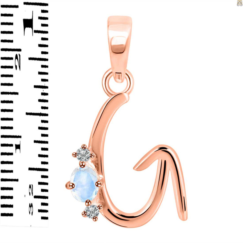 Moonstone & White Topaz Alphabet G Pendant RBM-RDA-7.