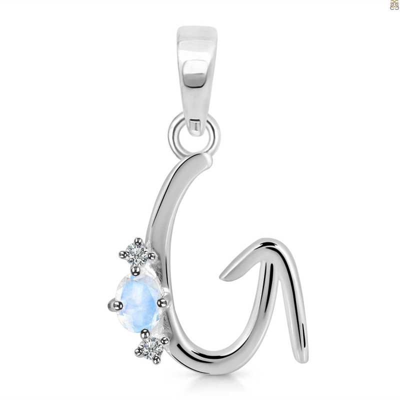Moonstone & White Topaz Alphabet G Pendant RBM-RDA-7.