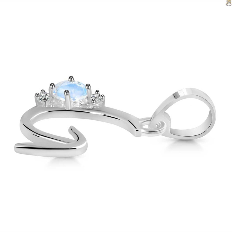 Moonstone & White Topaz Alphabet G Pendant