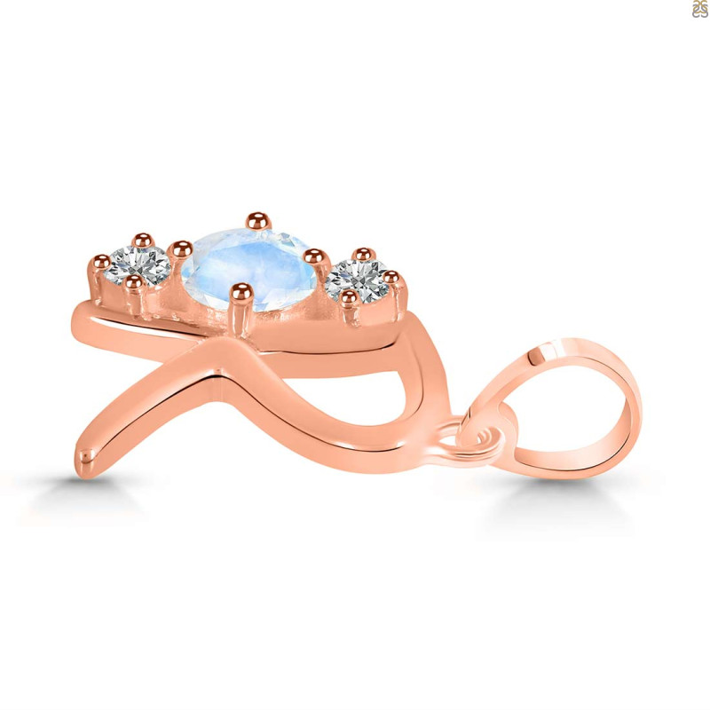Moonstone & White Topaz Alphabet R Pendant RBM-RDA-70.