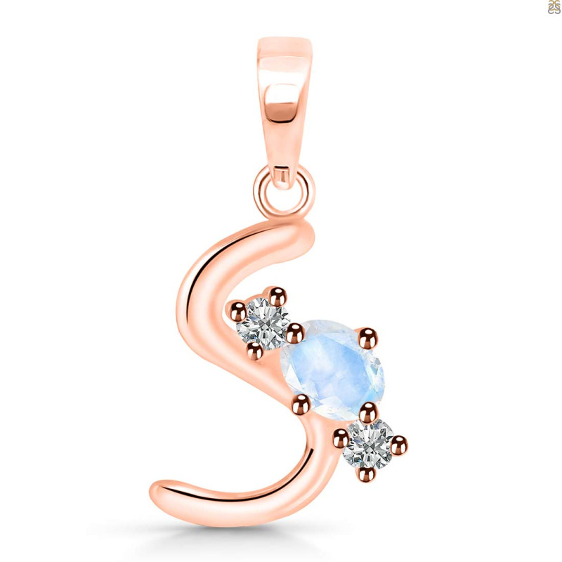 Moonstone & White Topaz Alphabet S Pendant RBM-RDA-71.