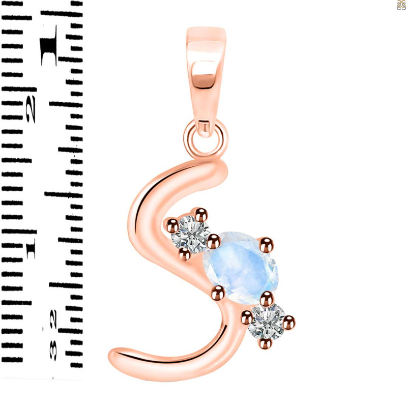 Moonstone & White Topaz Alphabet S Pendant RBM-RDA-71.
