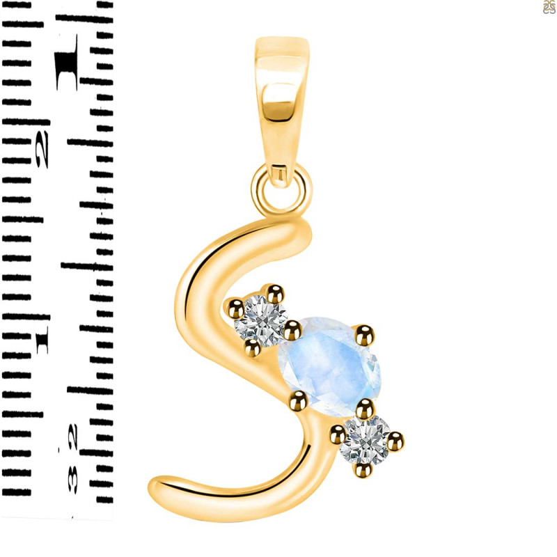 Moonstone & White Topaz Alphabet S Pendant RBM-RDA-71.
