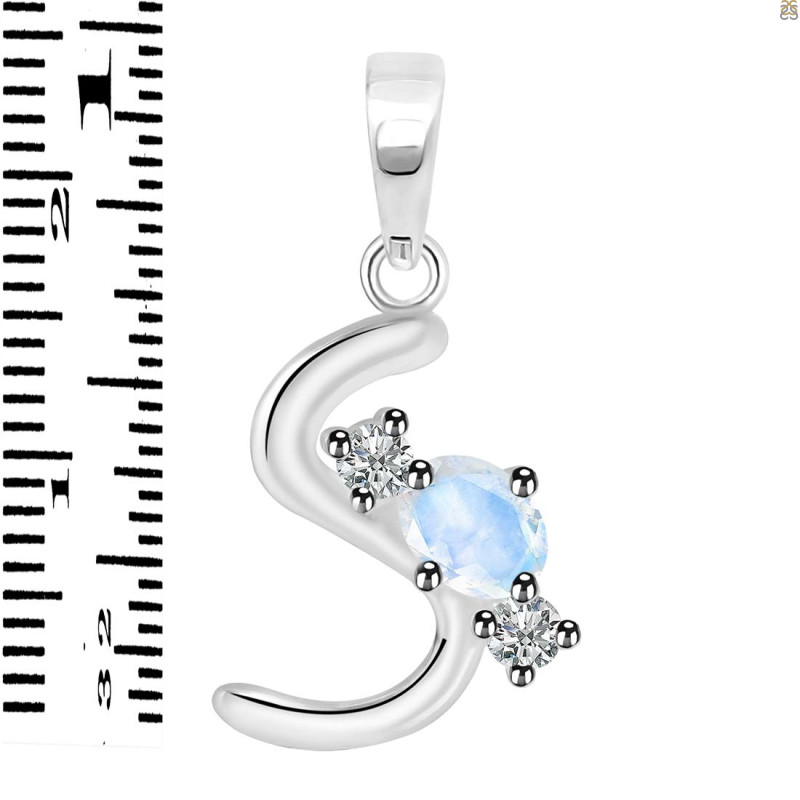 Moonstone & White Topaz Alphabet S Pendant RBM-RDA-71.