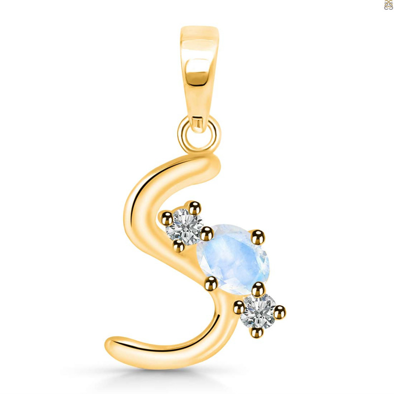 Moonstone & White Topaz Alphabet S Pendant RBM-RDA-71.