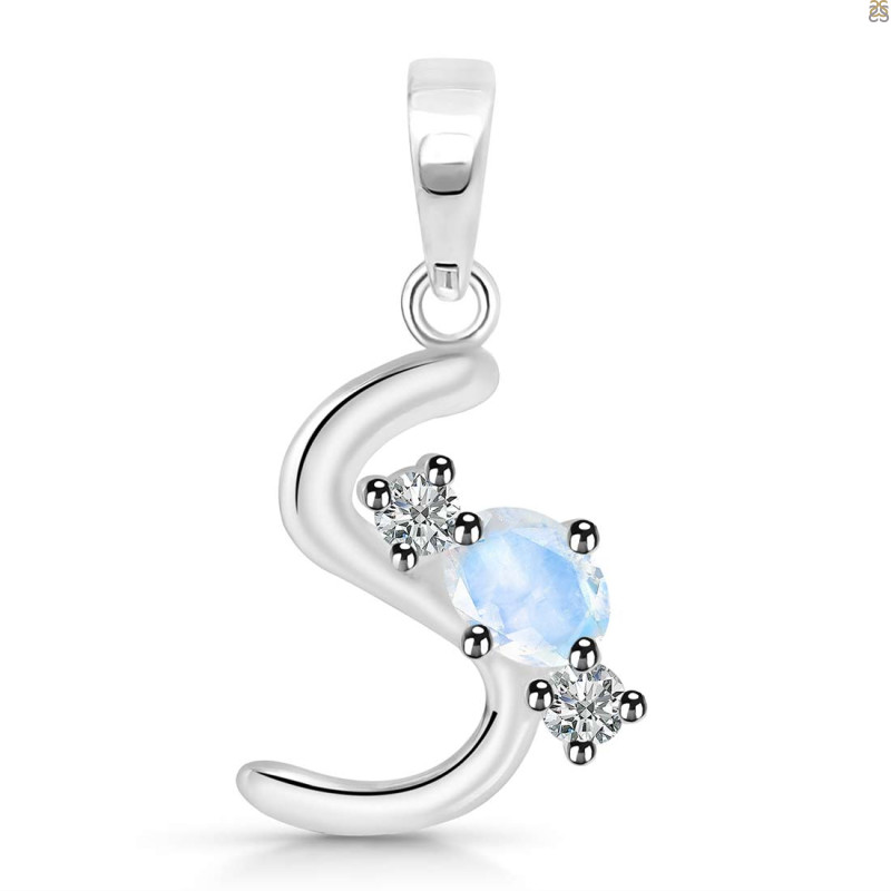 Moonstone & White Topaz Alphabet S Pendant RBM-RDA-71.