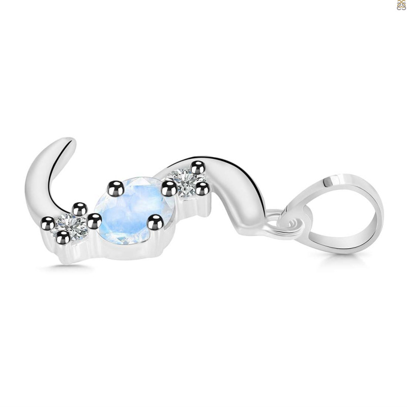 Moonstone & White Topaz Alphabet S Pendant