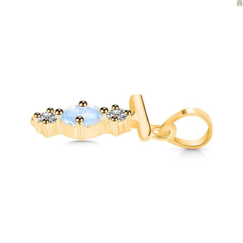 Moonstone & White Topaz Alphabet T Pendant RBM-RDA-72.