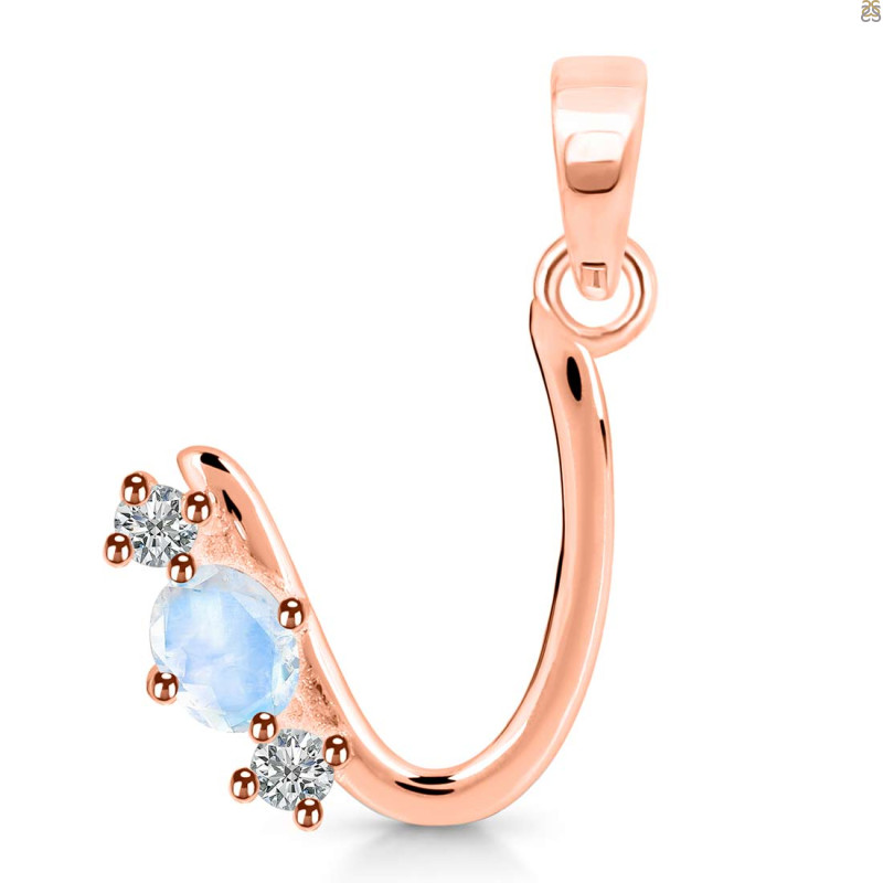 Moonstone & White Topaz Alphabet U Pendant RBM-RDA-73.