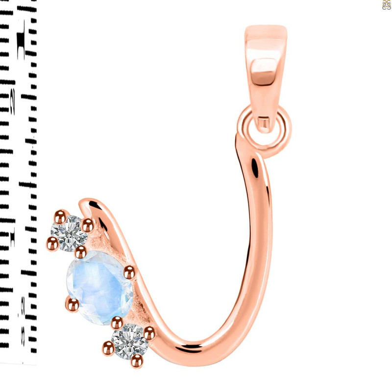 Moonstone & White Topaz Alphabet U Pendant RBM-RDA-73.