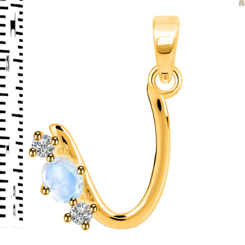 Moonstone & White Topaz Alphabet U Pendant RBM-RDA-73.
