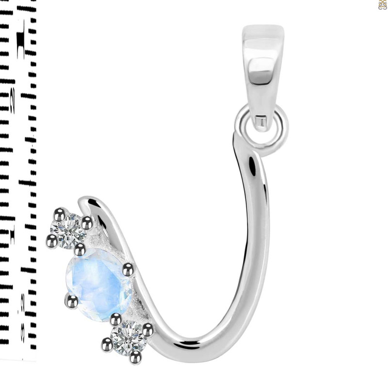 Moonstone & White Topaz Alphabet U Pendant RBM-RDA-73.
