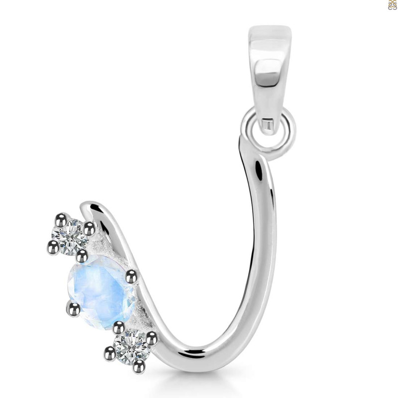 Moonstone & White Topaz Alphabet U Pendant RBM-RDA-73.