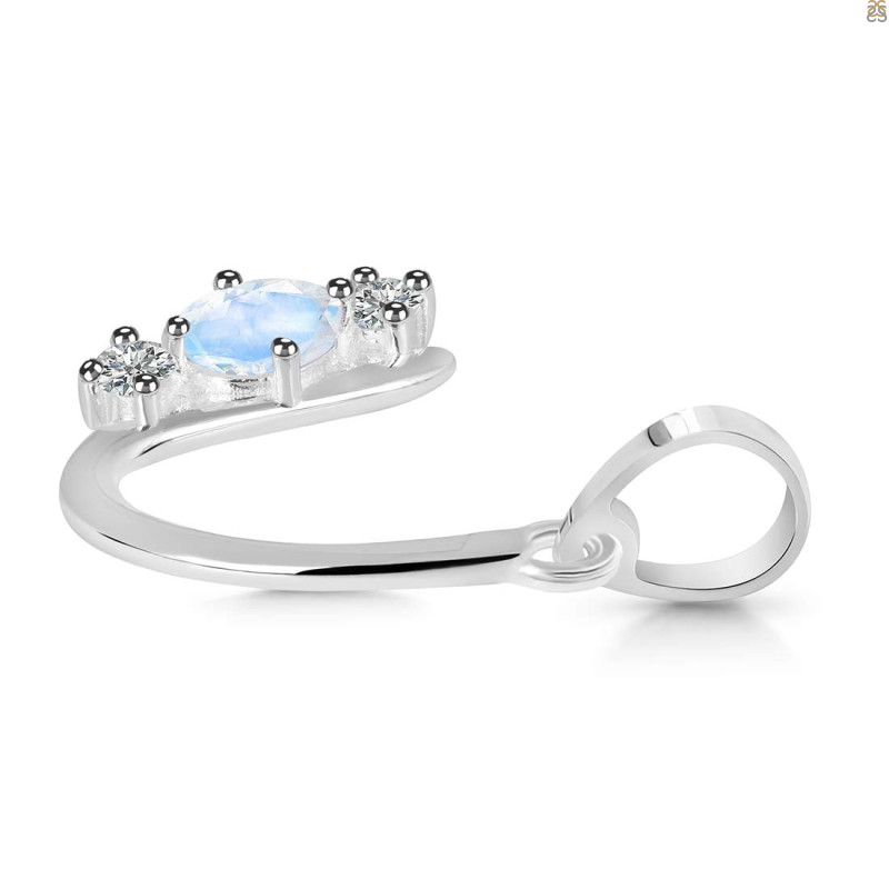 Moonstone & White Topaz Alphabet U Pendant