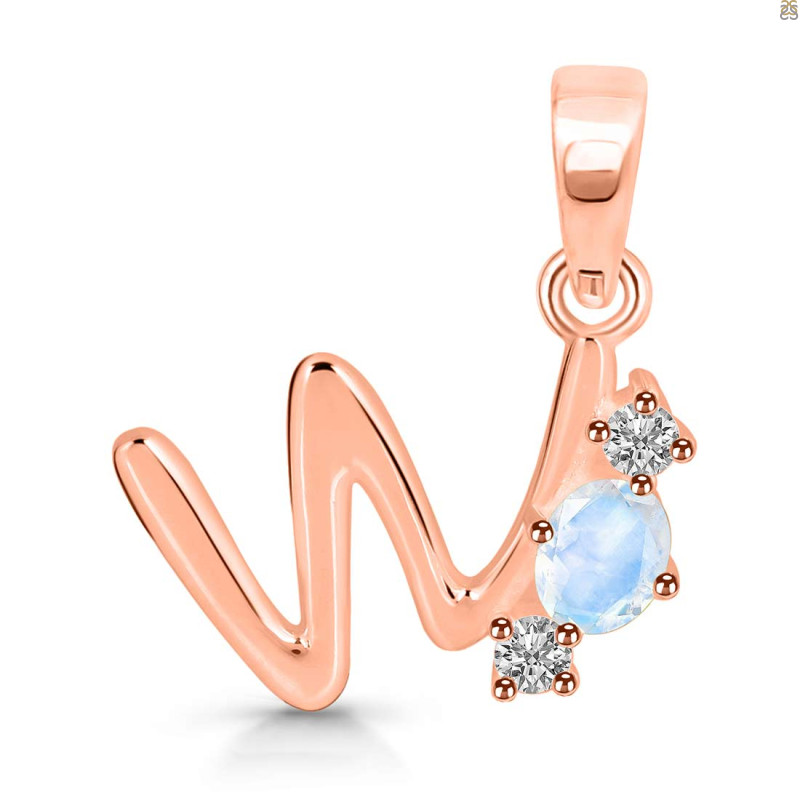 Moonstone & White Topaz Alphabet W Pendant RBM-RDA-75.