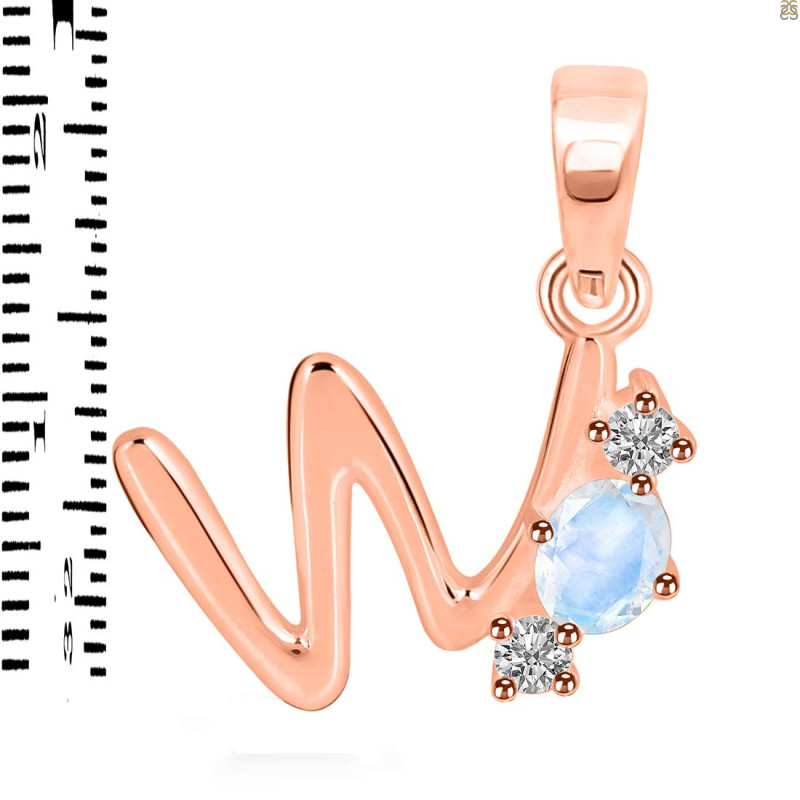 Moonstone & White Topaz Alphabet W Pendant RBM-RDA-75.