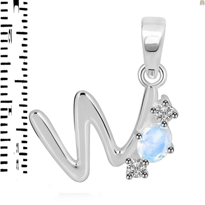 Moonstone & White Topaz Alphabet W Pendant RBM-RDA-75.